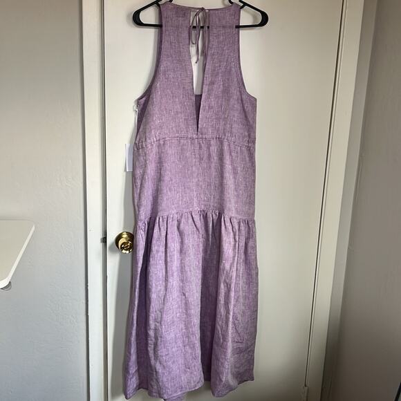 New NWT Matthew Bruch Drawstring Tank Midi Dress Lavender Melange Linen - Picture 7 of 7
